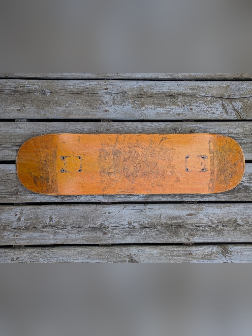 Vintage Orange Skateboard Deck - Distressed Graphic